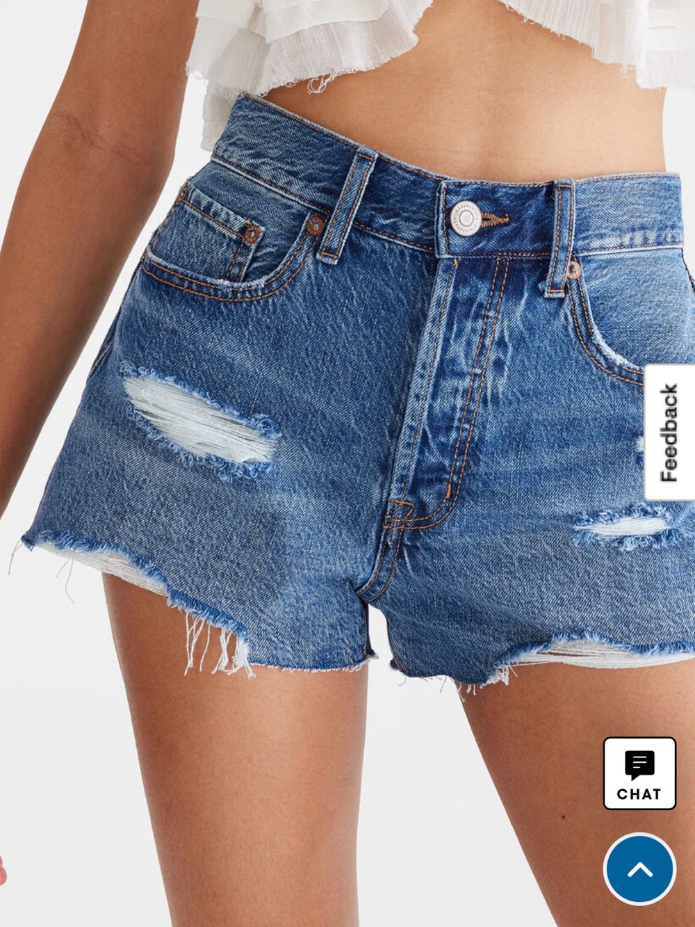 Abercrombie & Fitch sz 25 washed blue High-Rise Distressed frayed hem Jean Short